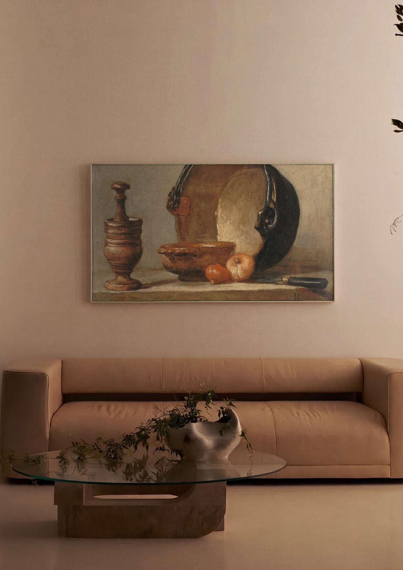 Quadro Decorativo Natureza-Morta com Caldeirão - Chardin em ambiente decorado