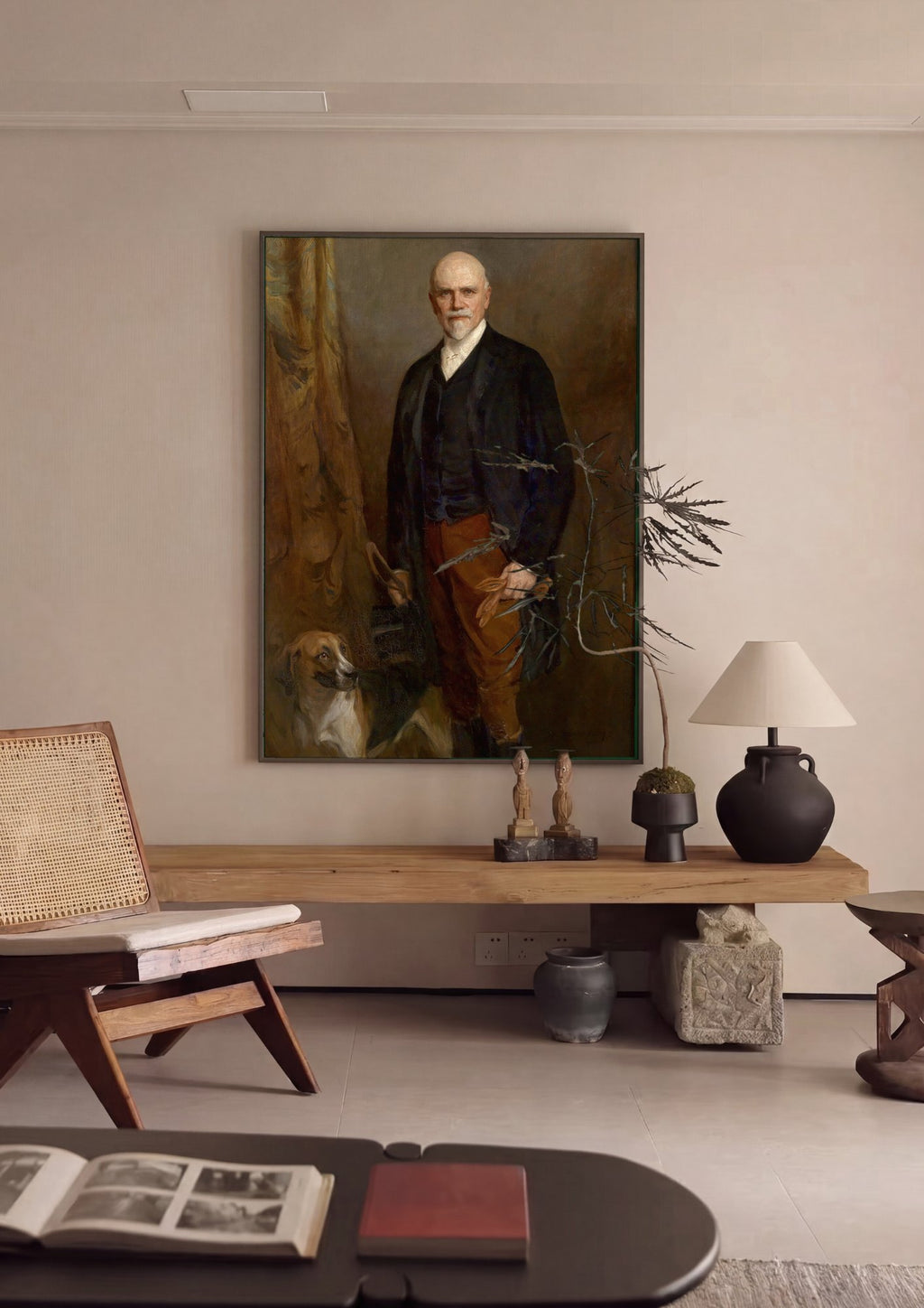 Quadro Decorativo Retrato de Homem e Cão de Caça - Philip Alexius de László em ambiente decorado