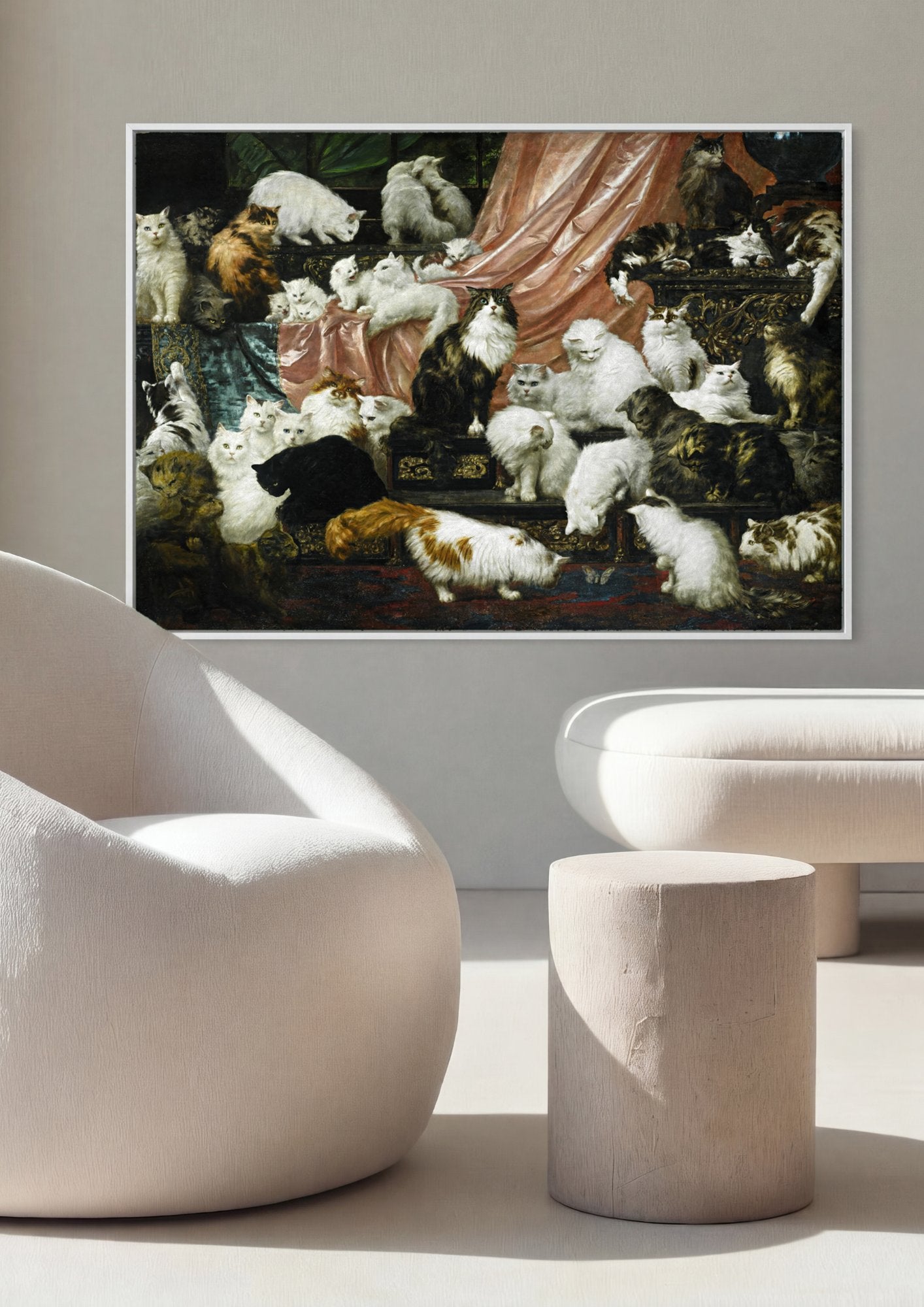 Quadro Decorativo 'O Amante dos Gatos' - Carl Kahler em ambiente decorado