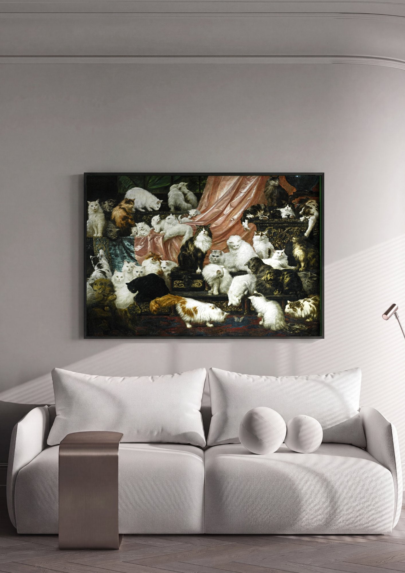 Quadro Decorativo 'O Amante dos Gatos' - Carl Kahler em ambiente decorado