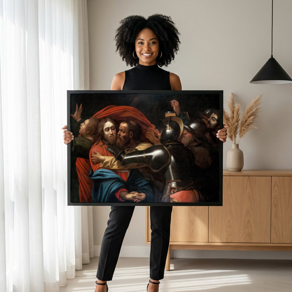 Quadro Decorativo A Prisão de Cristo - Caravaggio com modelo em ambiente