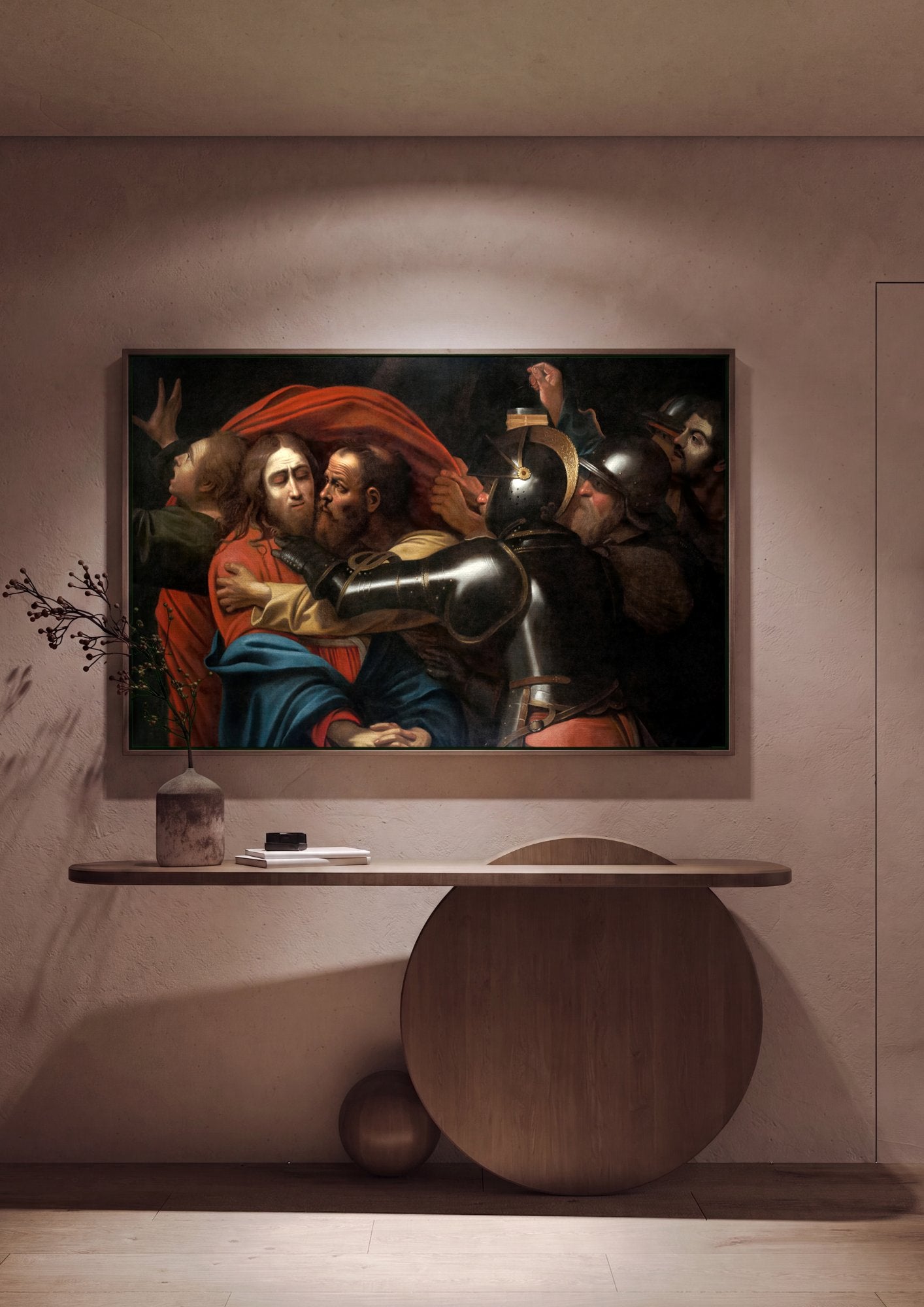 Quadro Decorativo A Prisão de Cristo - Caravaggio em ambiente decorado