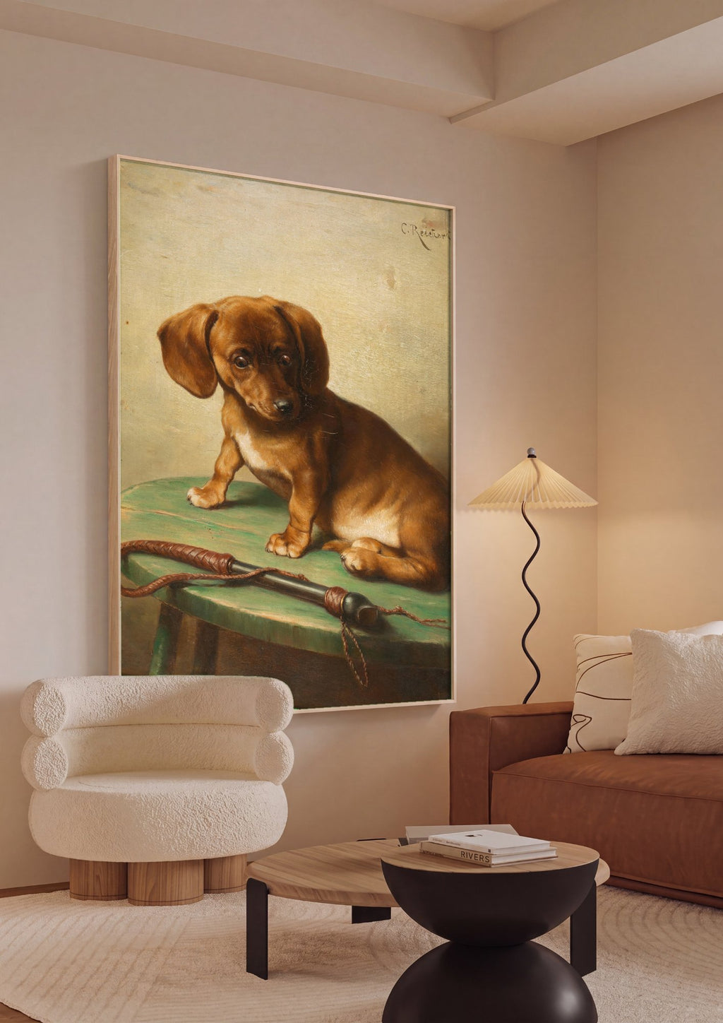Quadro Decorativo Cãozinho Dachshund - Carl Reichert em ambiente decorado
