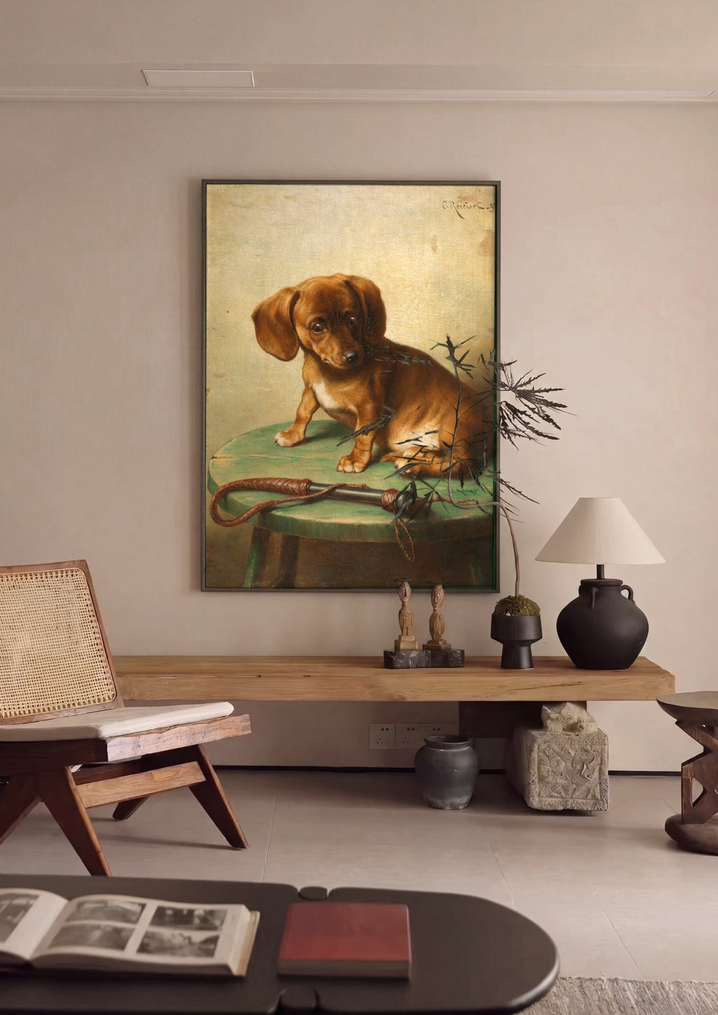 Quadro Decorativo Cãozinho Dachshund - Carl Reichert em ambiente decorado