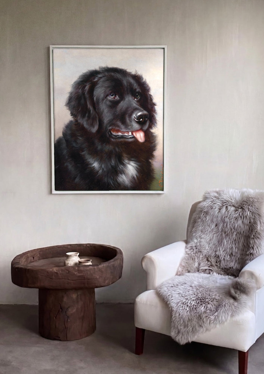Quadro Decorativo Cão Labrador Negro - Carl Reichert em ambiente decorado