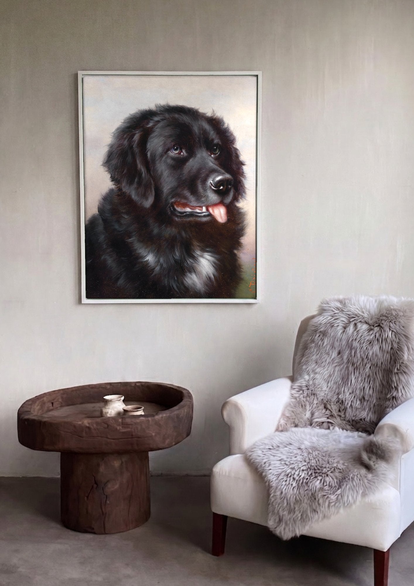 Quadro Decorativo Cão Labrador Negro - Carl Reichert em ambiente decorado