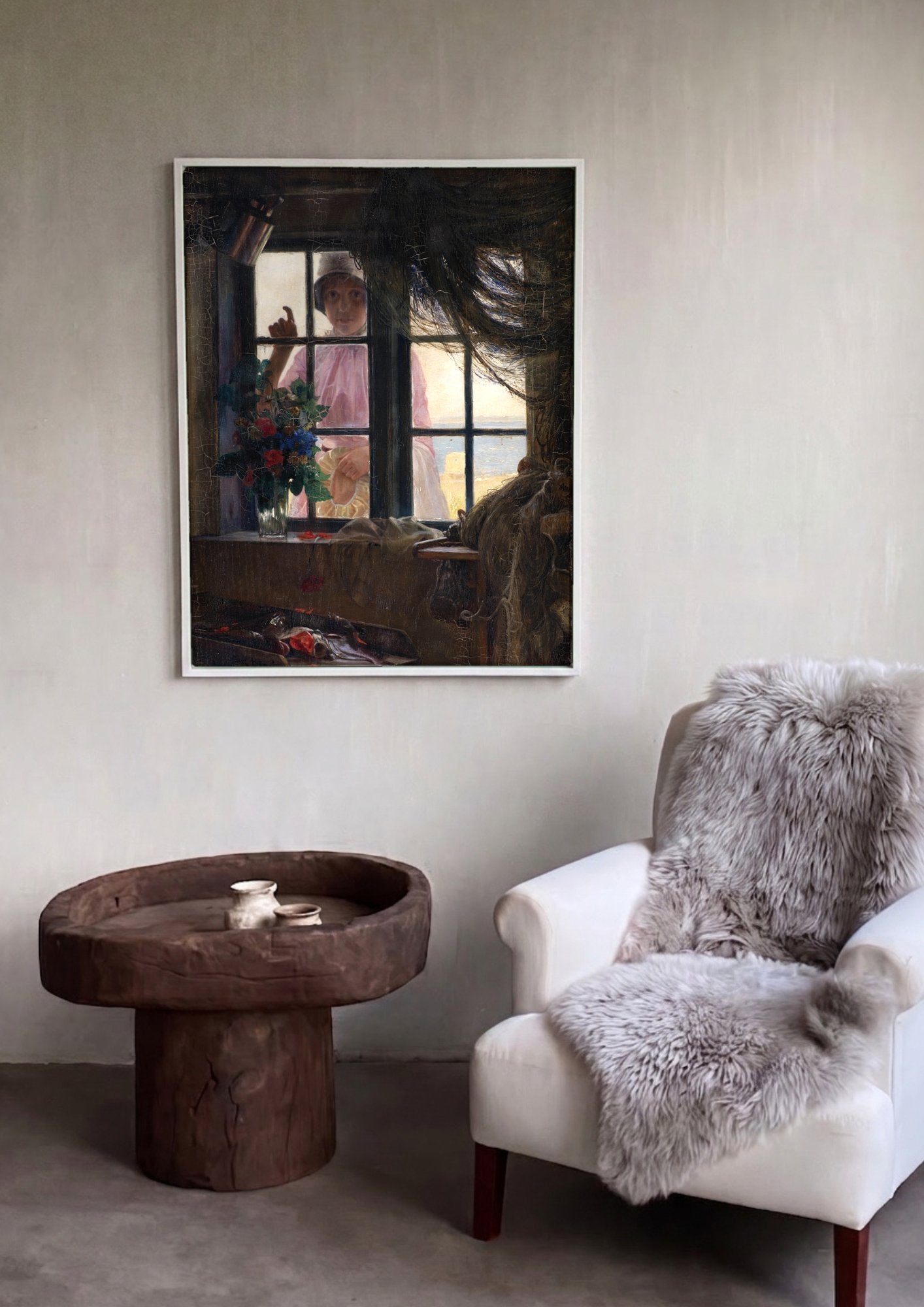 Quadro Decorativo A Menina na Janela - Carl Bloch em ambiente decorado
