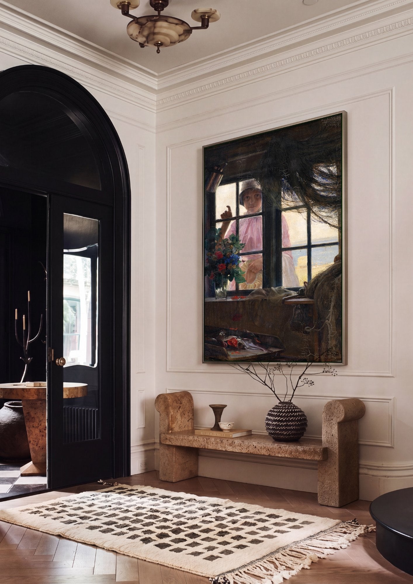 Quadro Decorativo A Menina na Janela - Carl Bloch em ambiente decorado