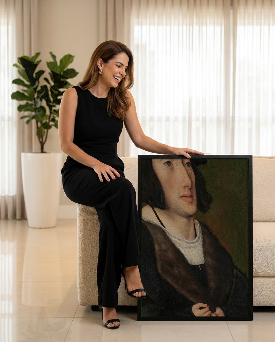 Quadro Decorativo Retrato de Jovem - Lucas Cranach, o Velho com modelo em ambiente