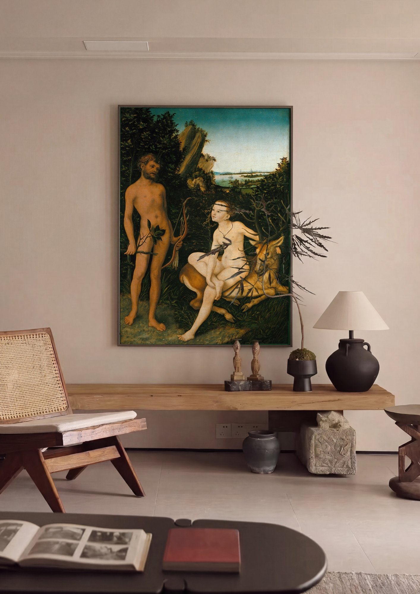 Quadro Decorativo A Ninfa da Fonte - Lucas Cranach, o Velho em ambiente decorado