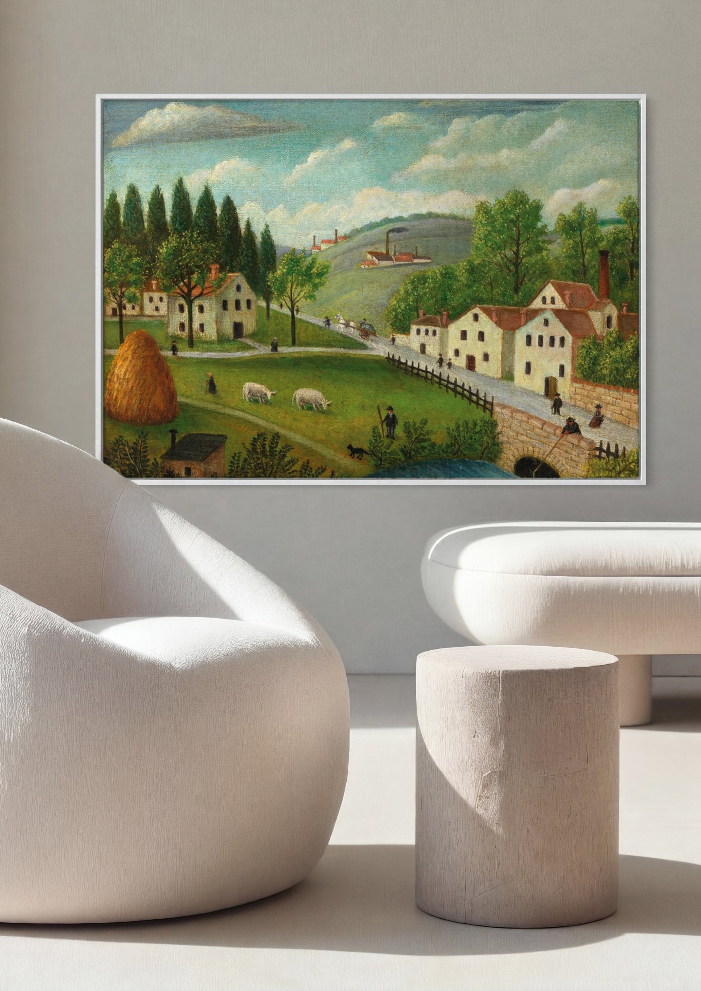 Quadro Decorativo Paisagem com Fábricas - Henri Rousseau em ambiente decorado