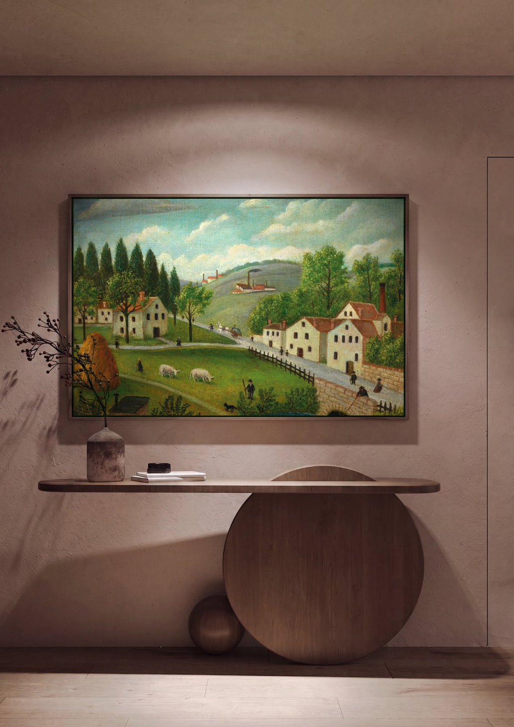 Quadro Decorativo Paisagem com Fábricas - Henri Rousseau em ambiente decorado