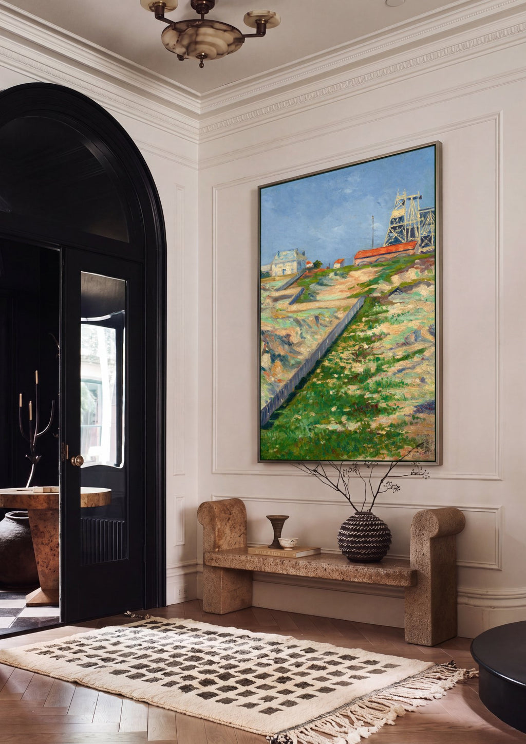 Quadro Decorativo Campo com Moinho e Casas - Paul Signac em ambiente decorado