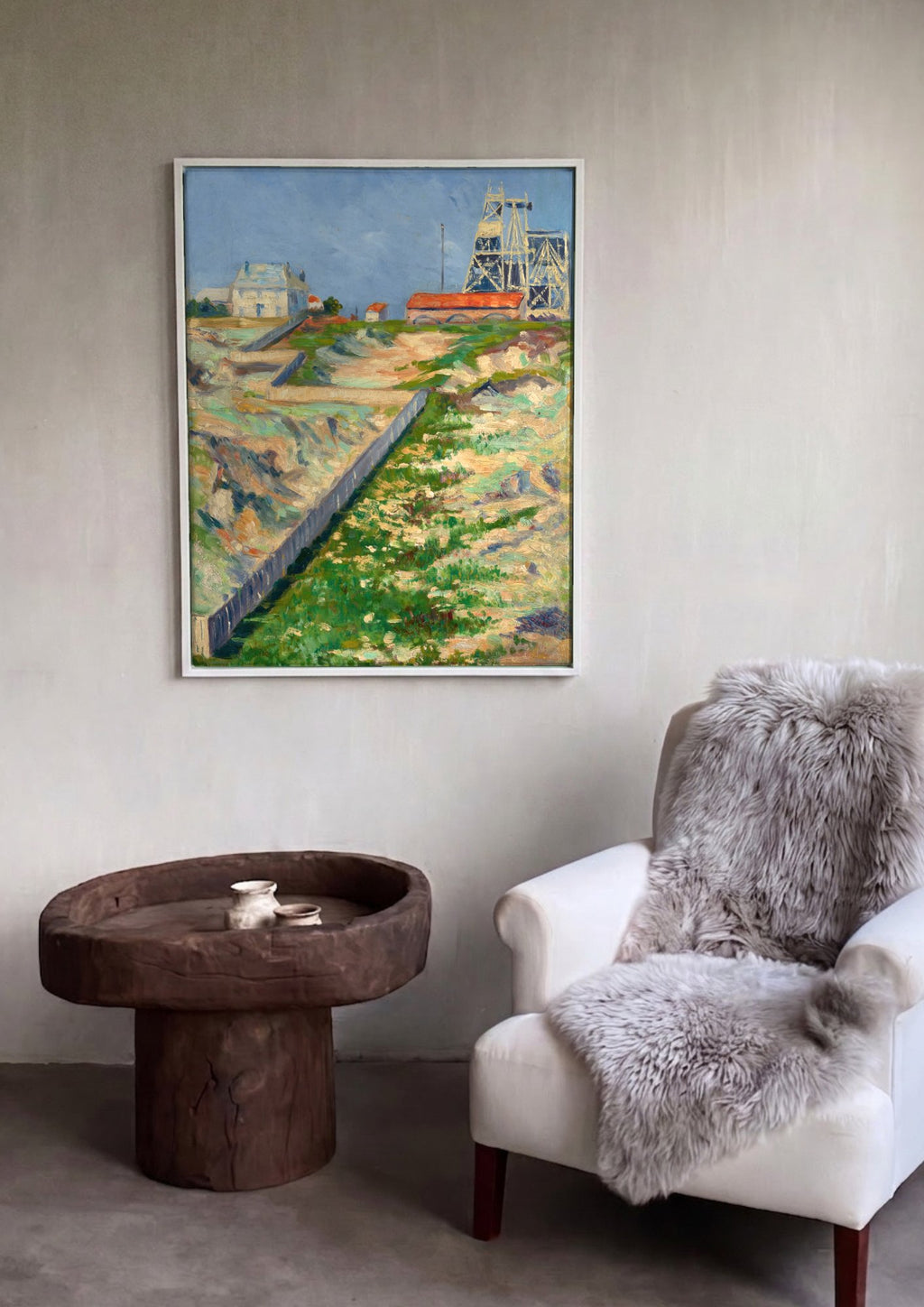 Quadro Decorativo Campo com Moinho e Casas - Paul Signac em ambiente decorado