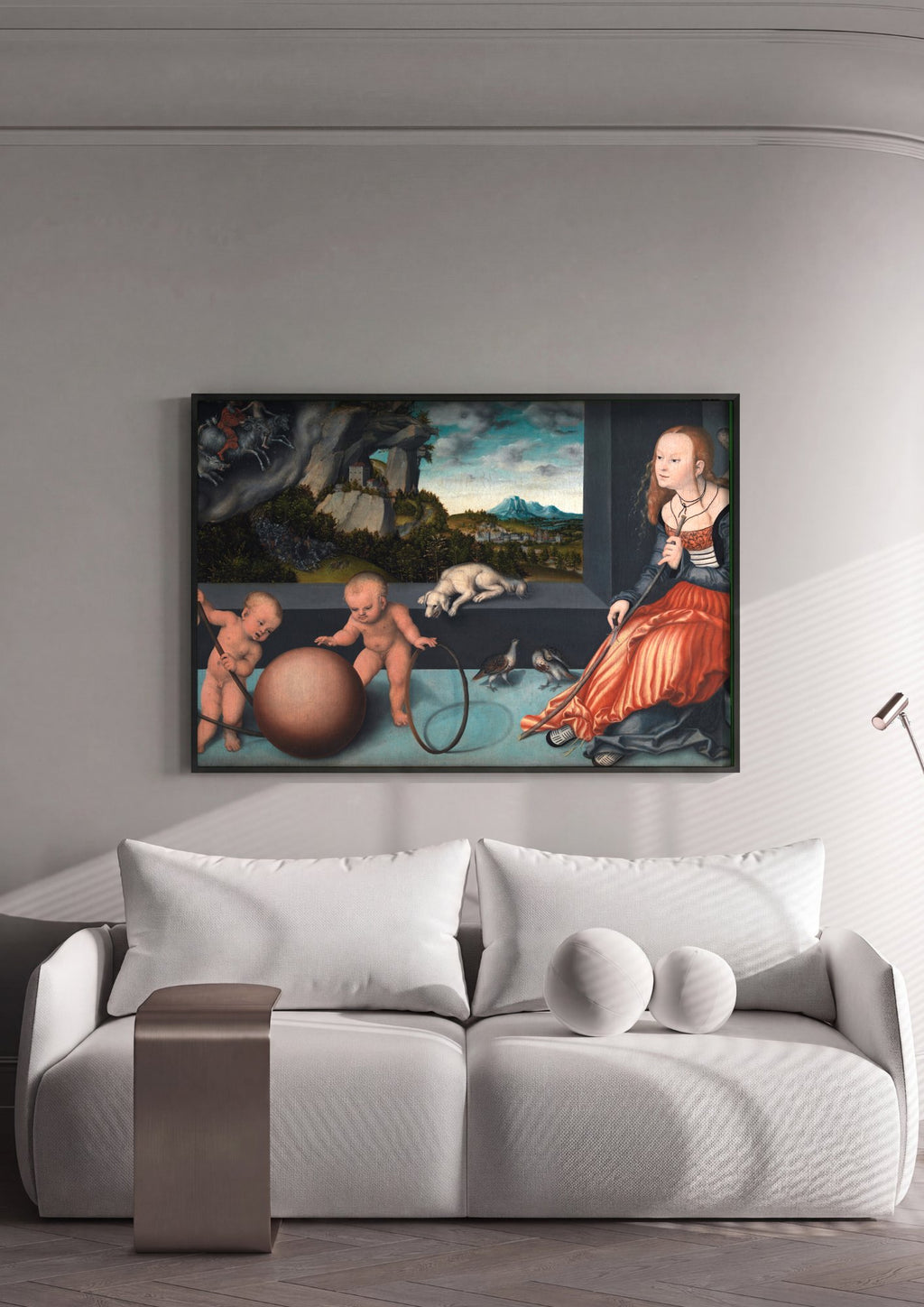 Quadro Decorativo A Idade de Ouro - Lucas Cranach, o Velho em ambiente decorado