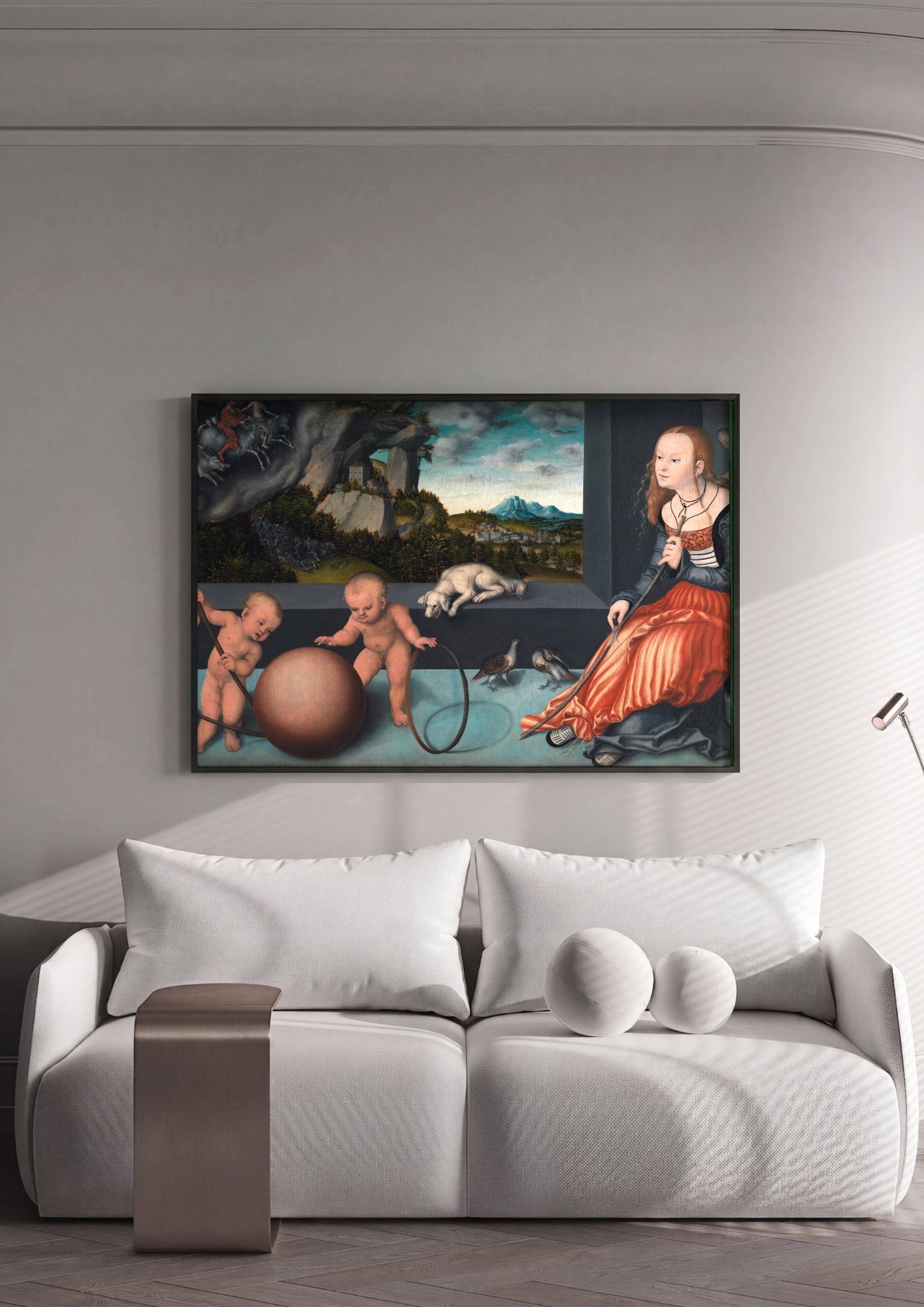 Quadro Decorativo A Idade de Ouro - Lucas Cranach, o Velho em ambiente decorado