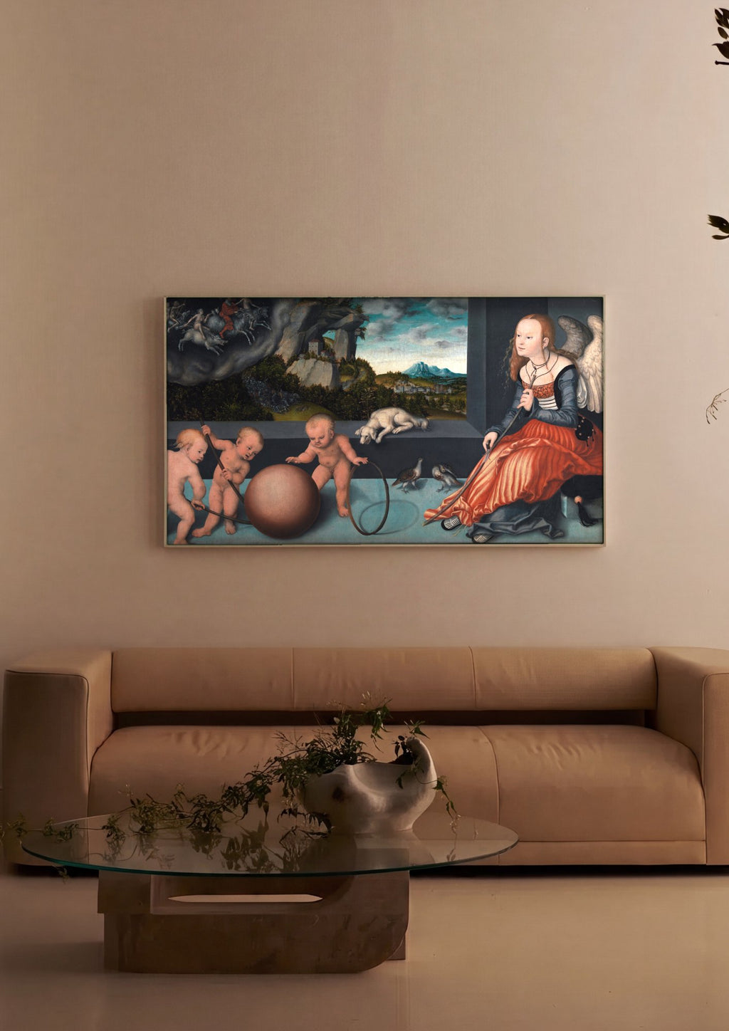Quadro Decorativo A Idade de Ouro - Lucas Cranach, o Velho em ambiente decorado