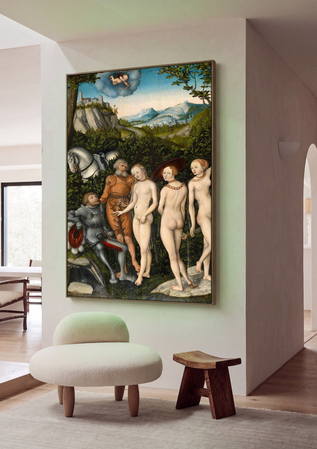 Quadro Decorativo A Idade de Ouro - Lucas Cranach, o Velho em ambiente decorado