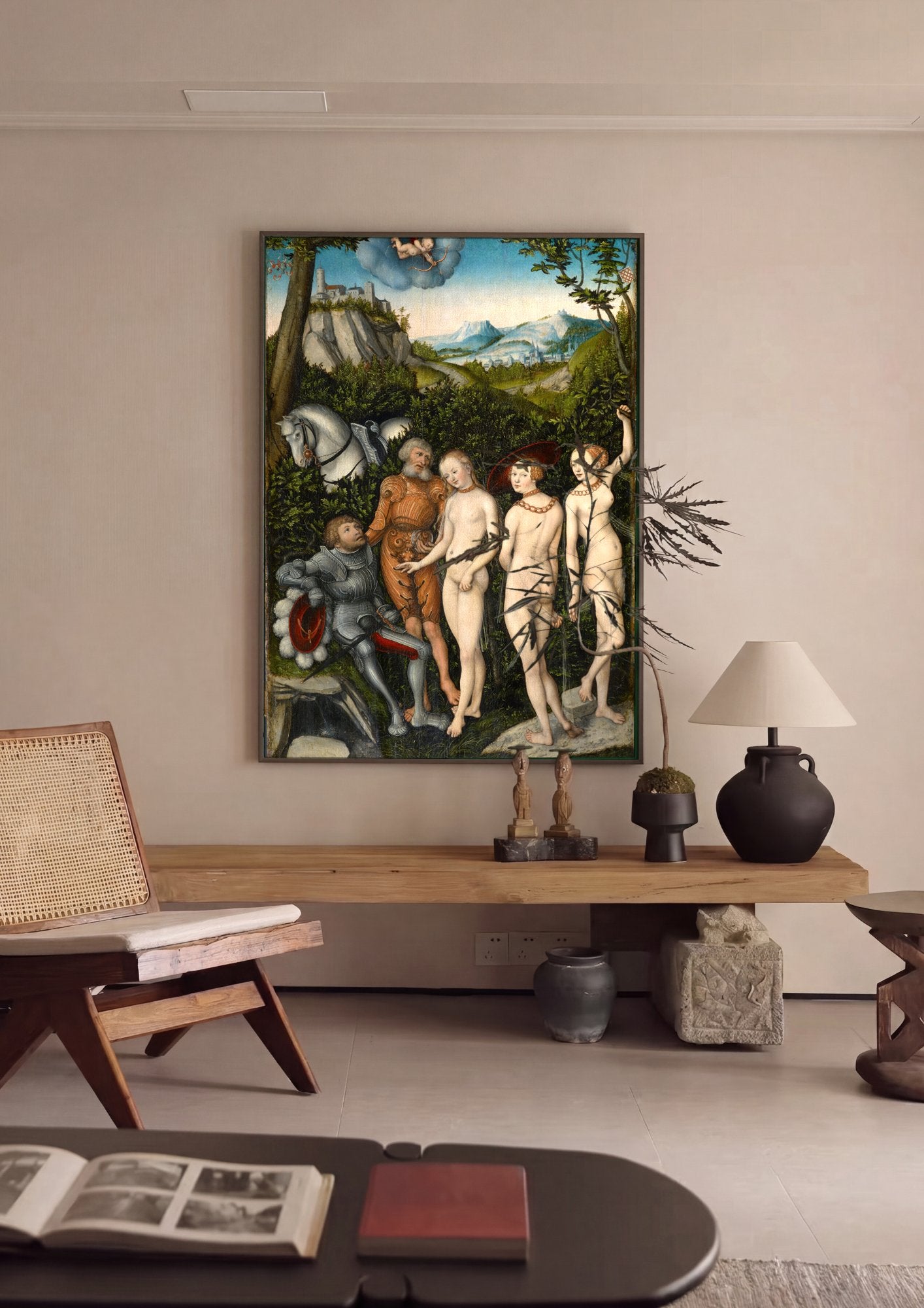 Quadro Decorativo A Idade de Ouro - Lucas Cranach, o Velho em ambiente decorado