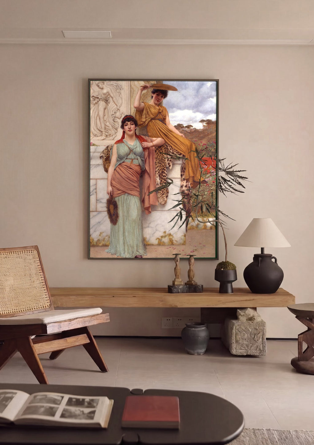 Quadro Decorativo Duas Figuras Clássicas - Godward em ambiente decorado