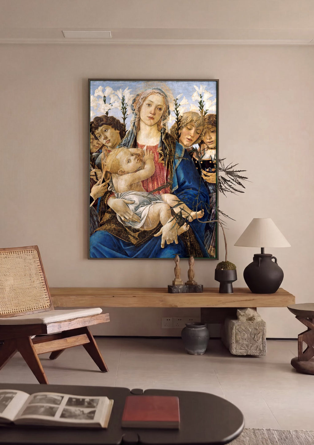 Quadro Decorativo Madonna do Magnificat - Botticelli em ambiente decorado