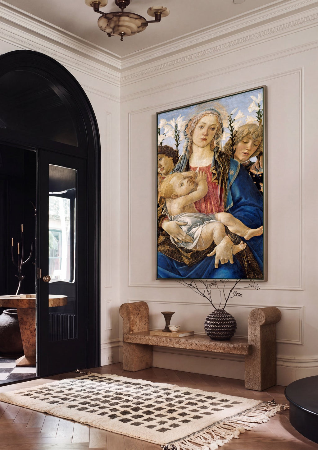 Quadro Decorativo Madonna do Magnificat - Botticelli em ambiente decorado