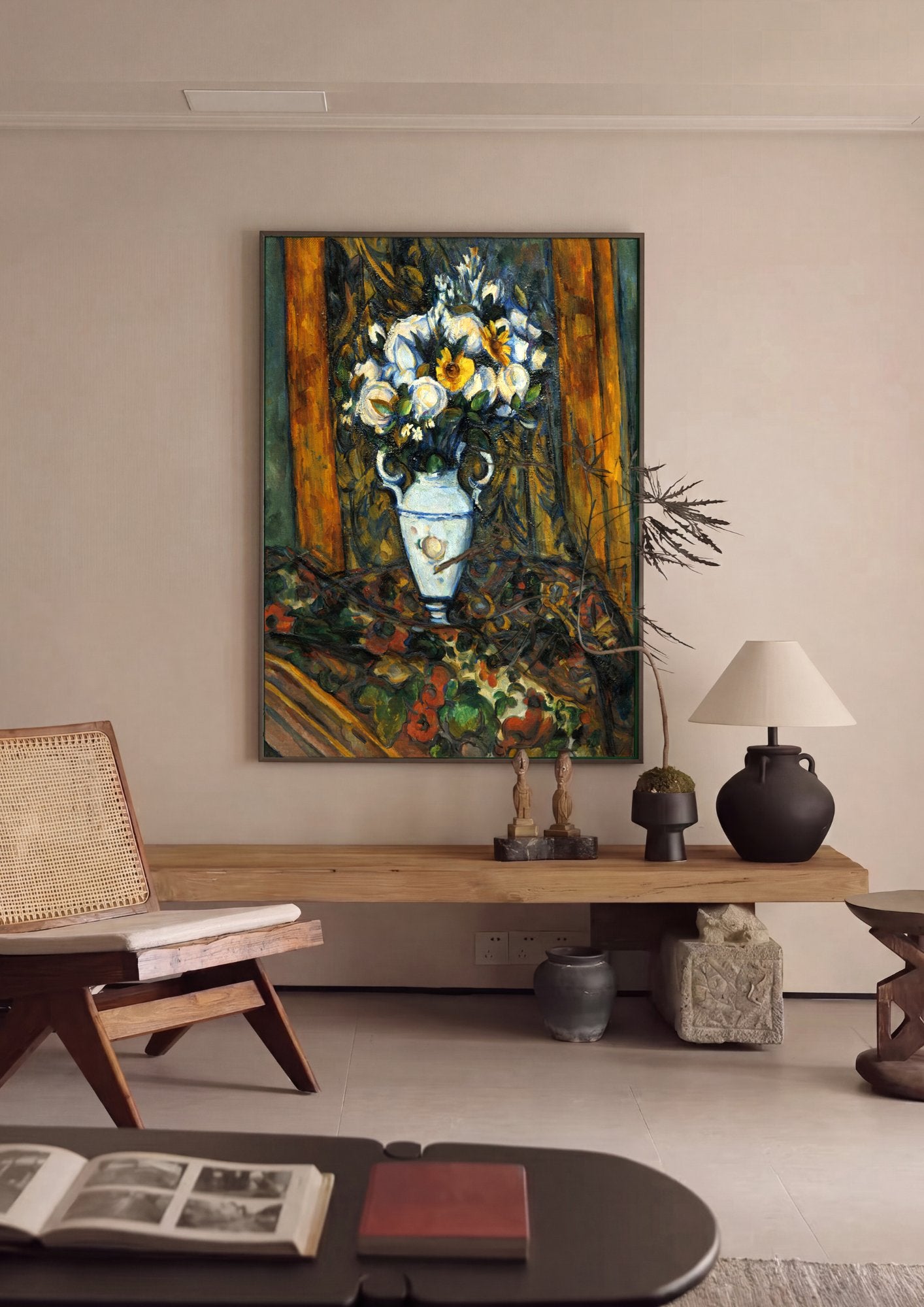 Quadro Decorativo Vaso de Flores - Paul Cézanne em ambiente decorado