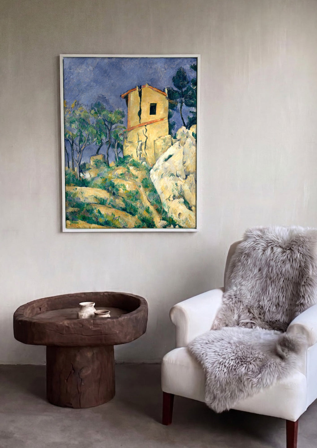 Quadro Decorativo A Casa Rachada - Paul Cézanne em ambiente decorado