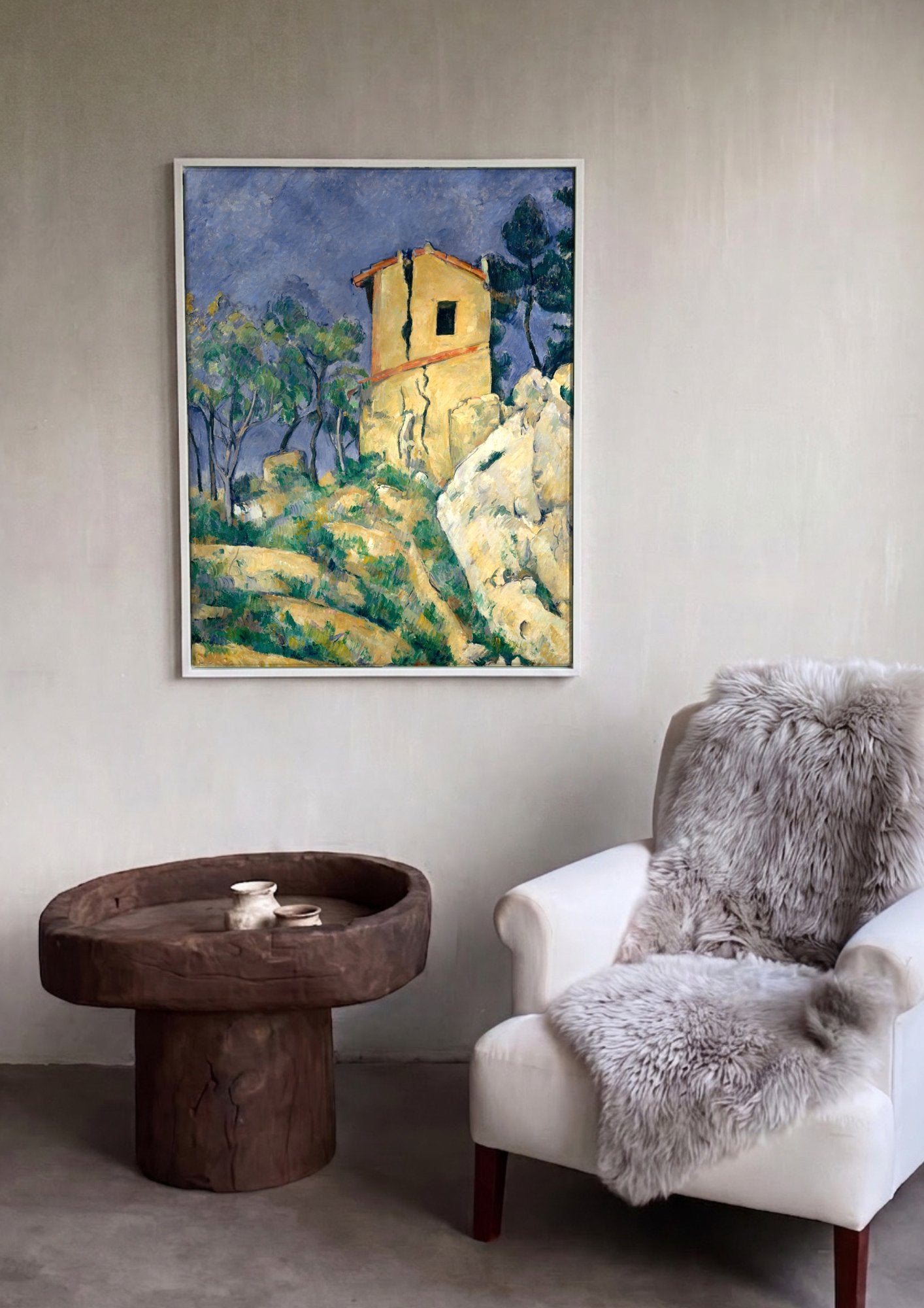 Quadro Decorativo A Casa Rachada - Paul Cézanne em ambiente decorado