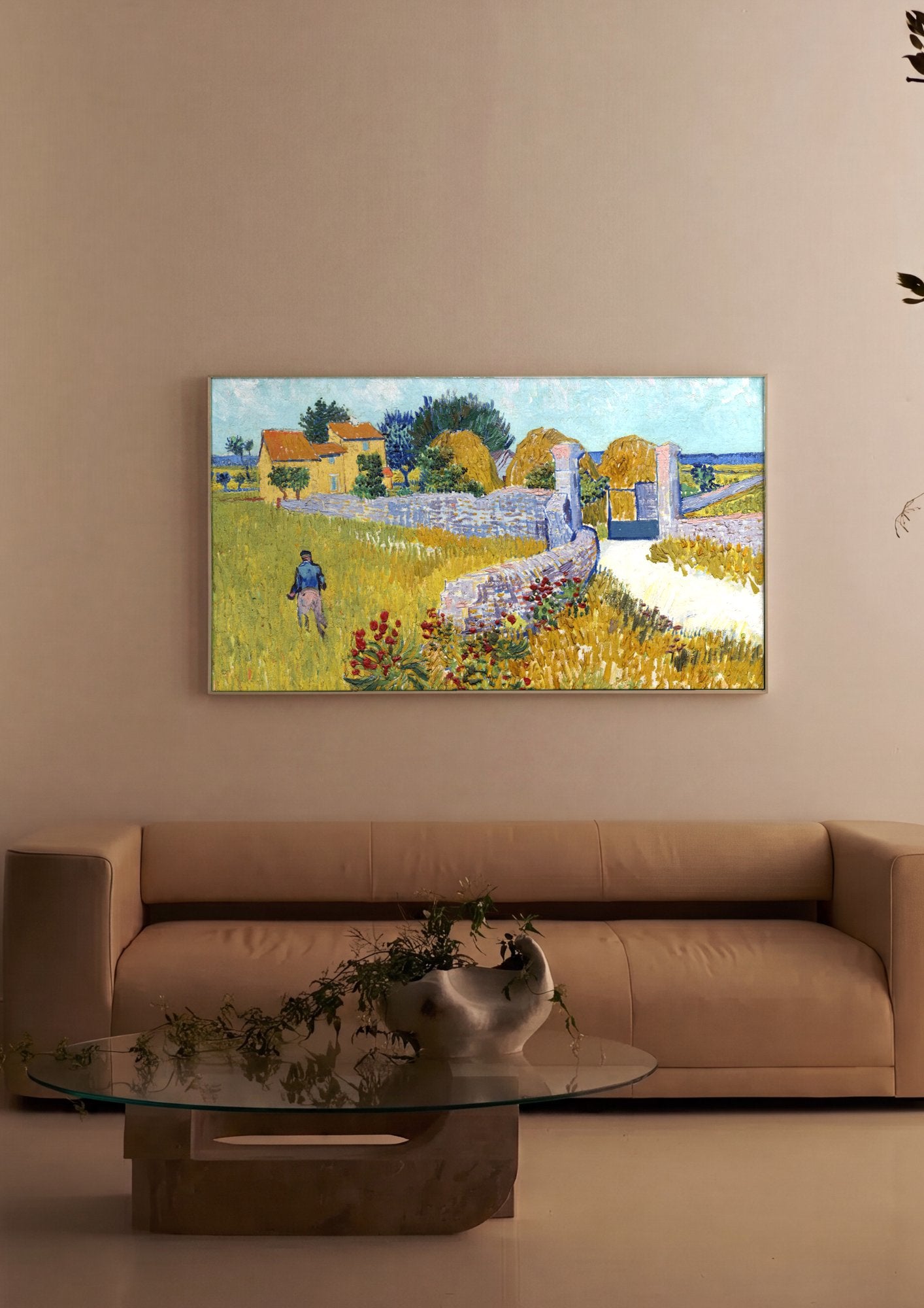 Quadro Decorativo Campo de Trigo com Ceifeiro - Van Gogh em ambiente decorado