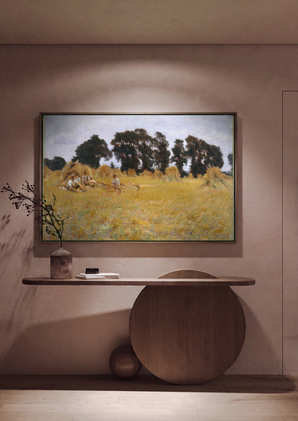 Quadro Decorativo Campo de Trigo com Ceifeiros - Sargent em ambiente decorado