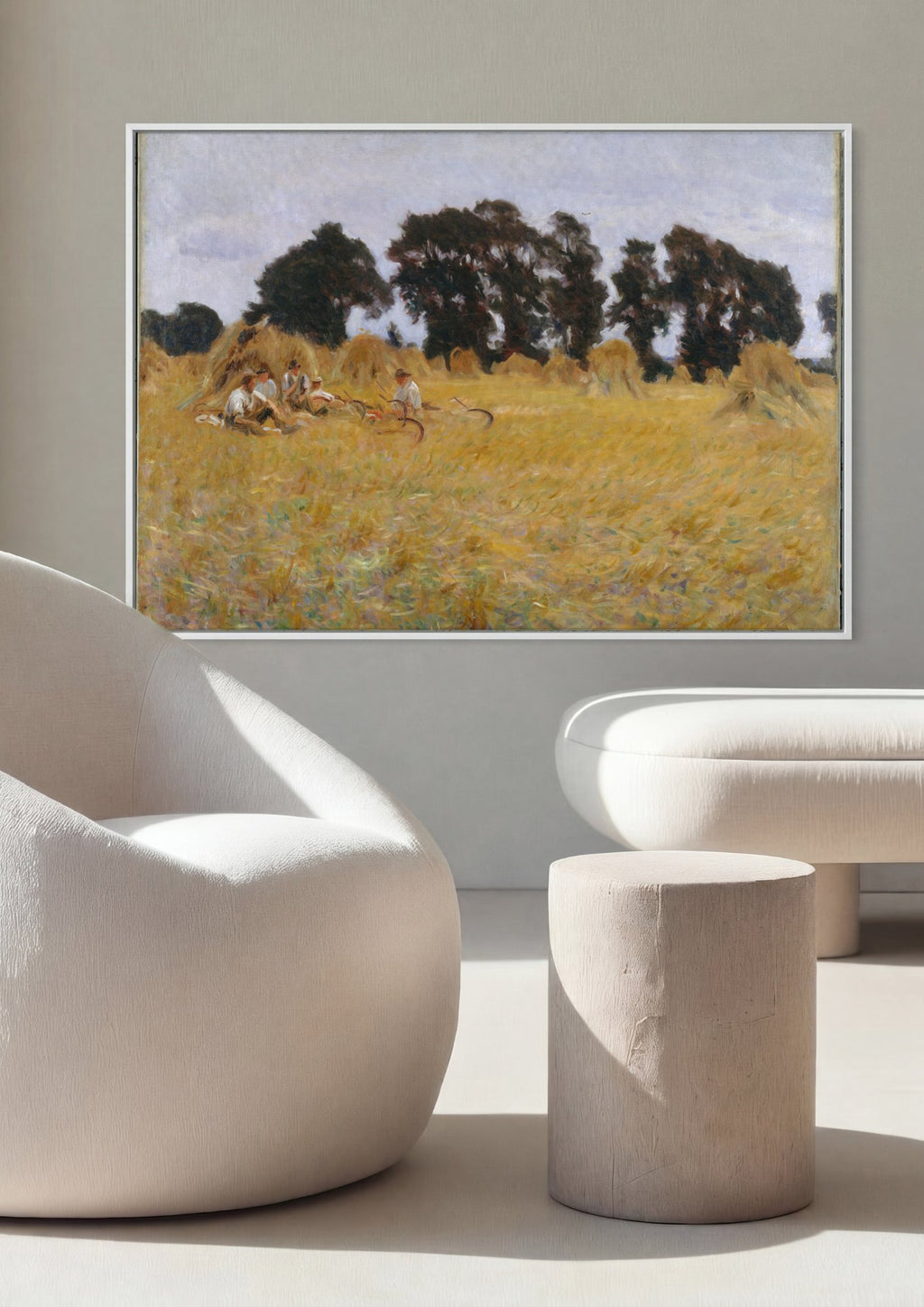 Quadro Decorativo Campo de Trigo com Ceifeiros - Sargent em ambiente decorado