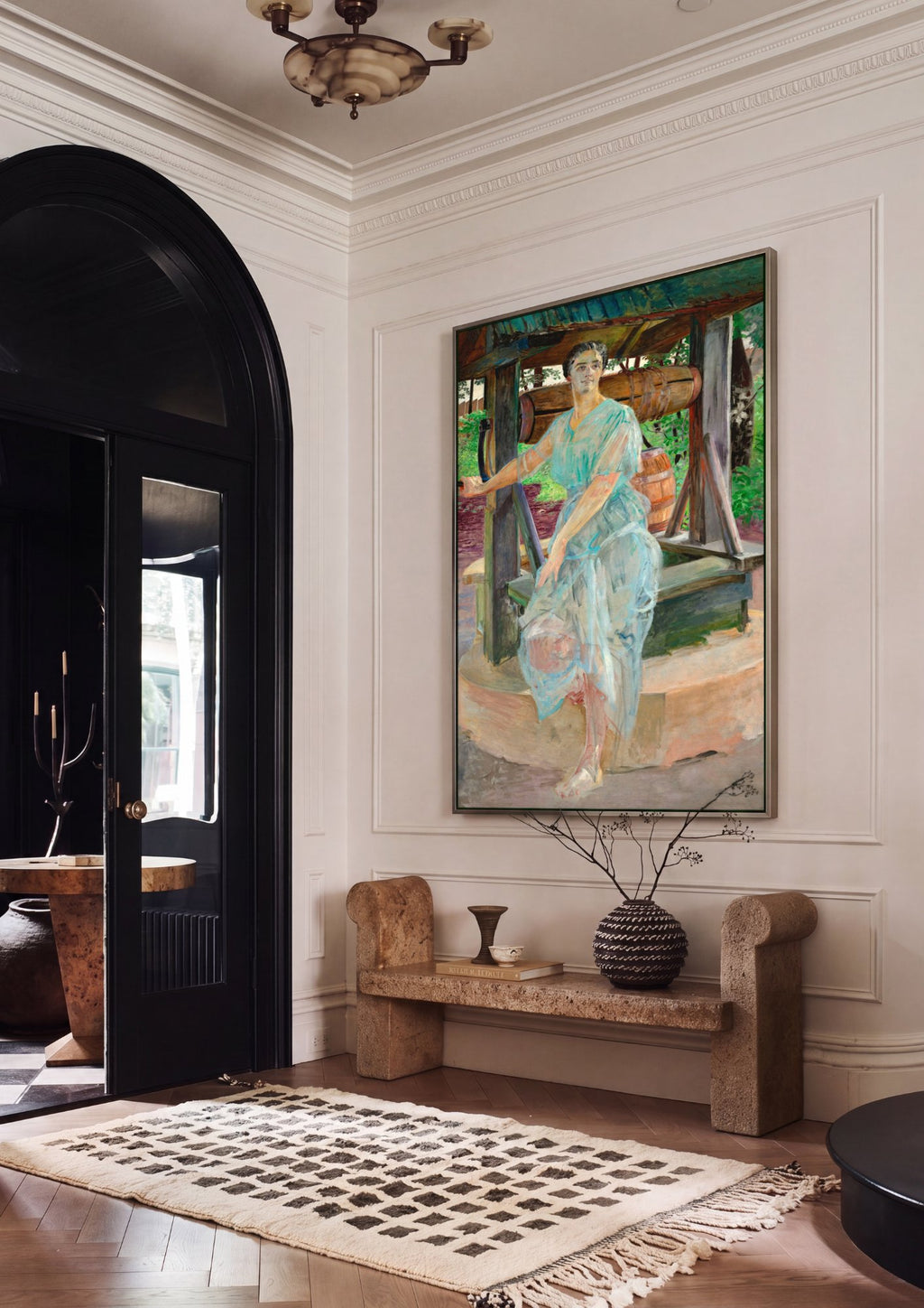Quadro Decorativo A Mulher no Poco - Jacek Malczewski em ambiente decorado