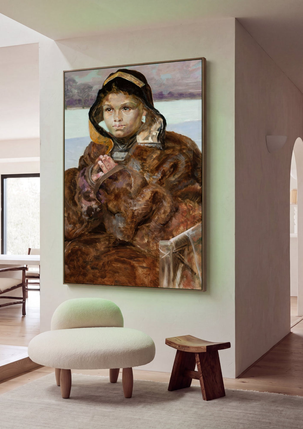 Quadro Decorativo A garota na neve - Jacek Malczewski em ambiente decorado