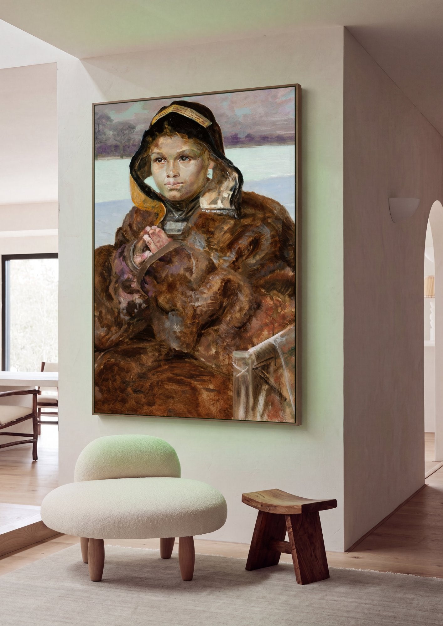 Quadro Decorativo A garota na neve - Jacek Malczewski em ambiente decorado
