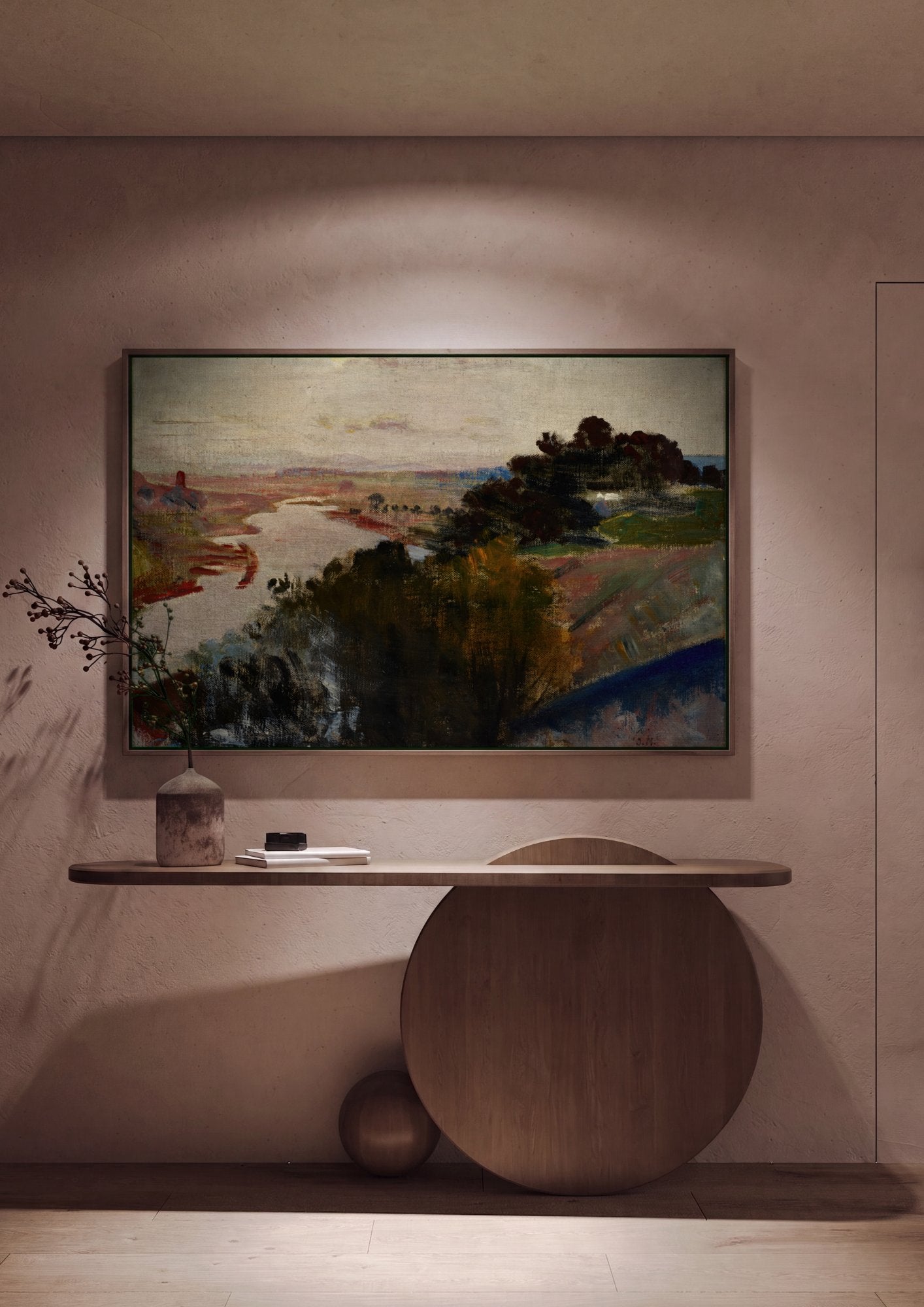 Quadro Decorativo Paisagem Fluvial - Jacek Malczewski em ambiente decorado