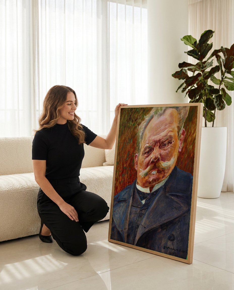 Quadro Decorativo Retrato de Homem - Jacek Malczewski com modelo em ambiente