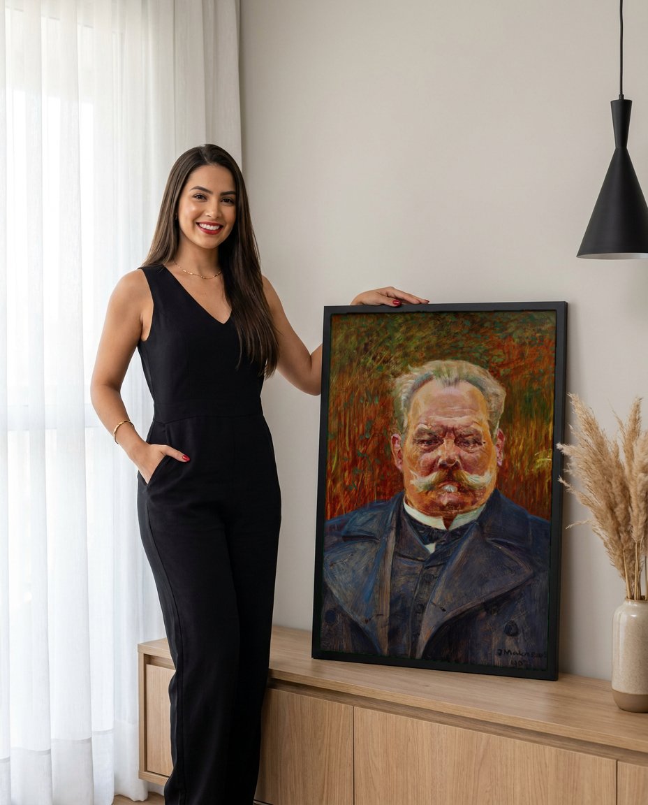 Quadro Decorativo Retrato de Homem - Jacek Malczewski com modelo em ambiente
