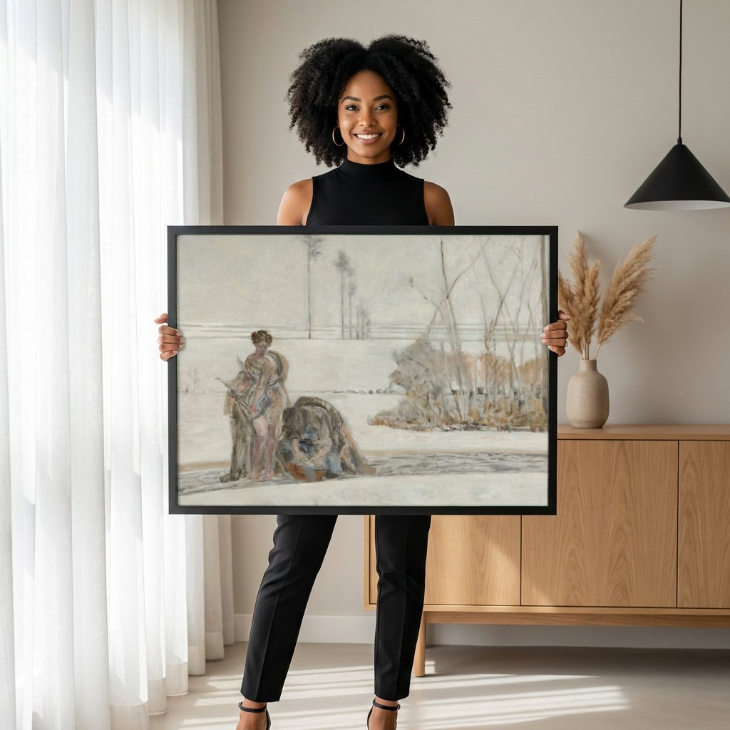 Quadro Decorativo A Flecha Dourada - Jacek Malczewski com modelo em ambiente
