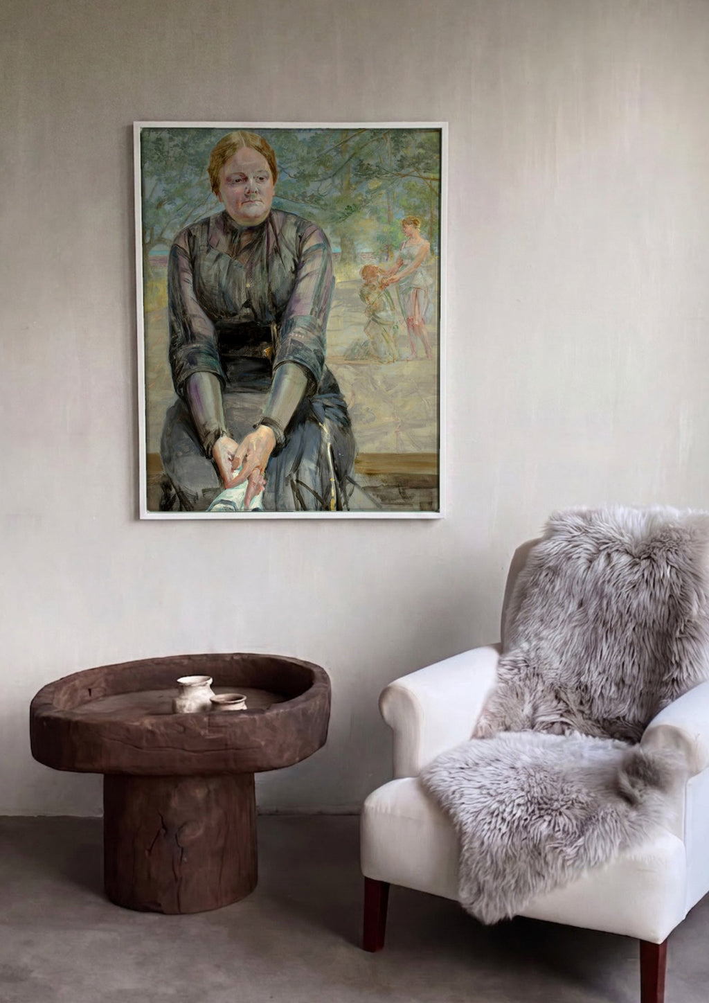 Quadro Decorativo A Mulher Sentada - Jacek Malczewski em ambiente decorado
