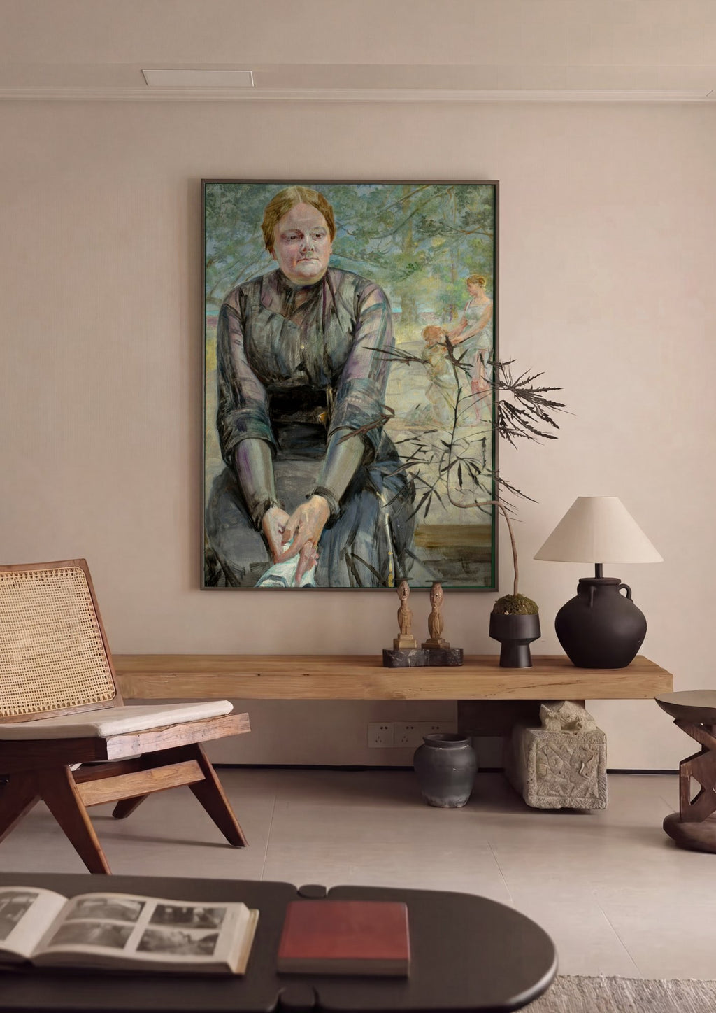 Quadro Decorativo A Mulher Sentada - Jacek Malczewski em ambiente decorado