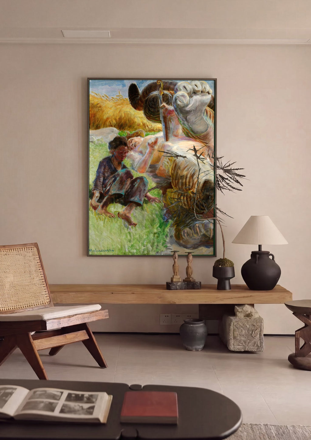 Quadro Decorativo Apolo e Marcias - Jacek Malczewski em ambiente decorado
