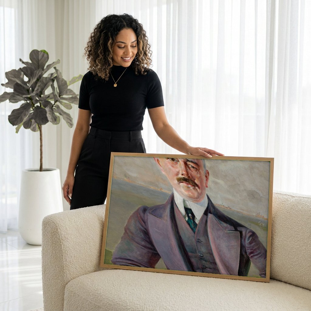 Quadro Decorativo Retrato de Homem - Jacek Malczewski com modelo em ambiente