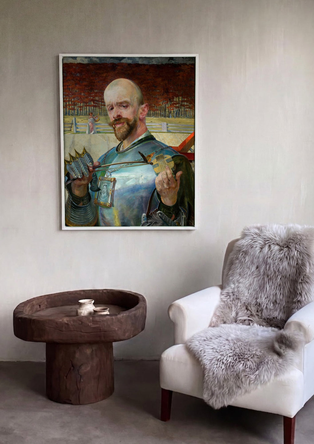 Quadro Decorativo O Poeta e a Musa - Jacek Malczewski em ambiente decorado