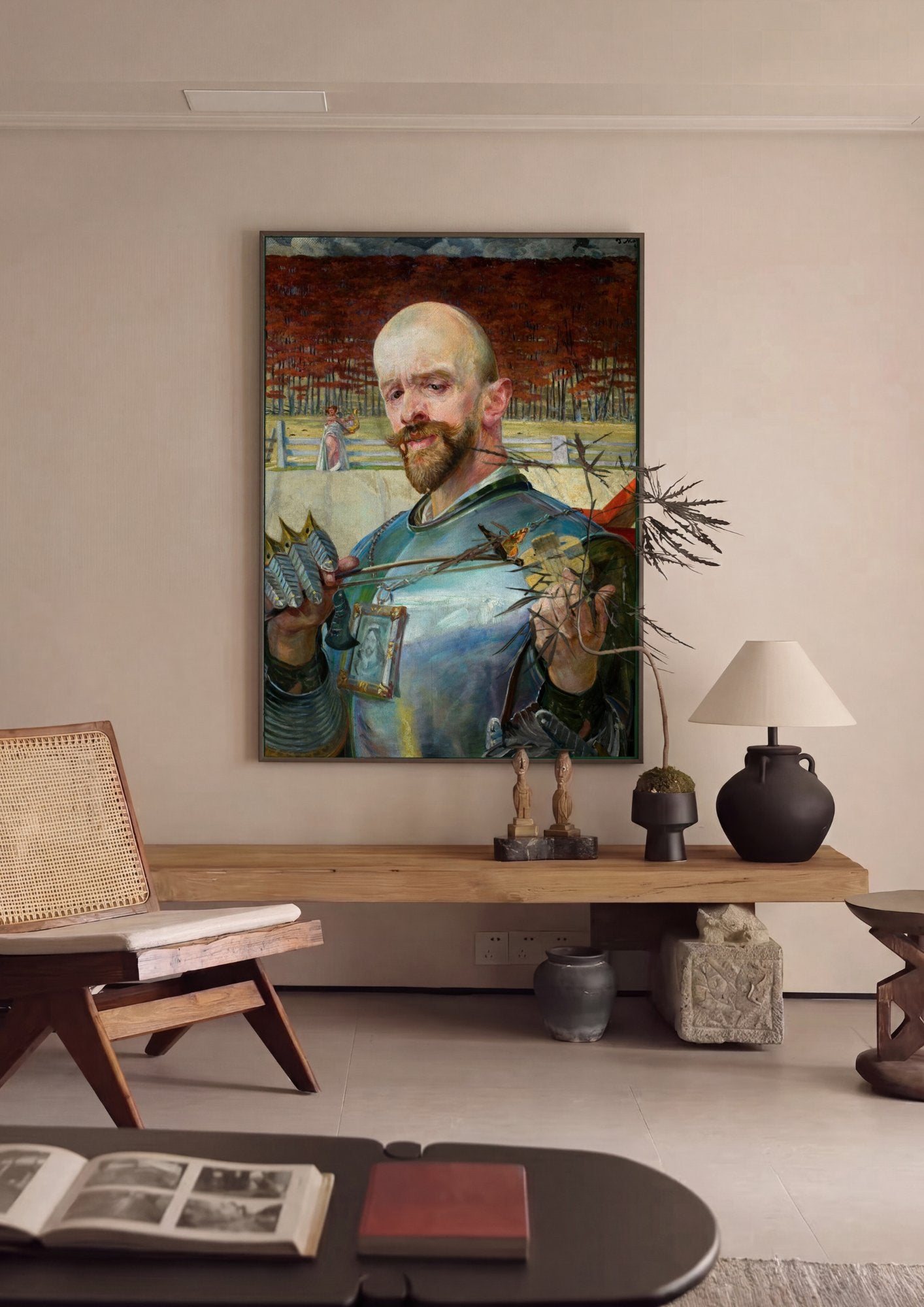 Quadro Decorativo O Poeta e a Musa - Jacek Malczewski em ambiente decorado
