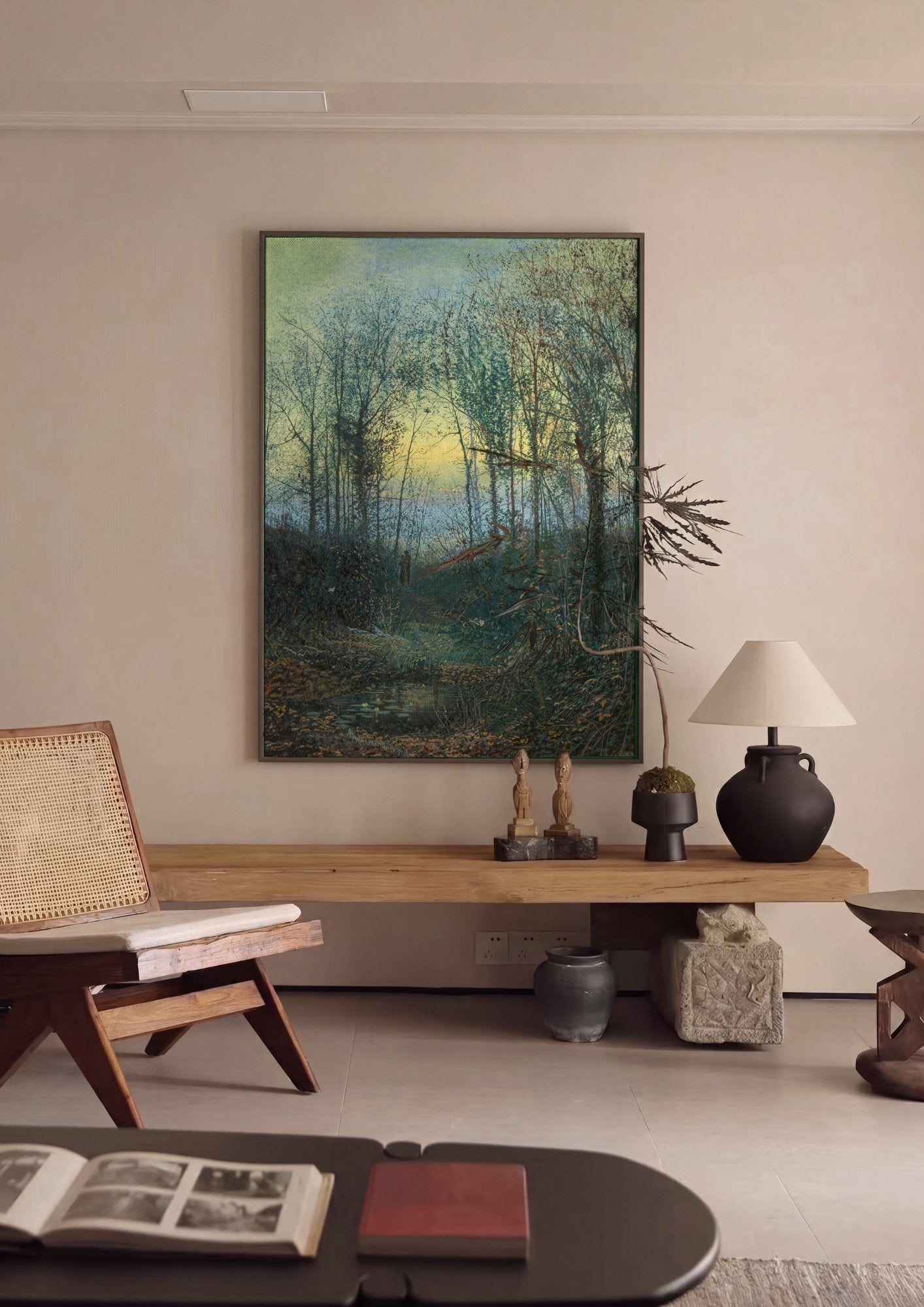 Quadro Decorativo Floresta ao Anoitecer - Grimshaw em ambiente decorado