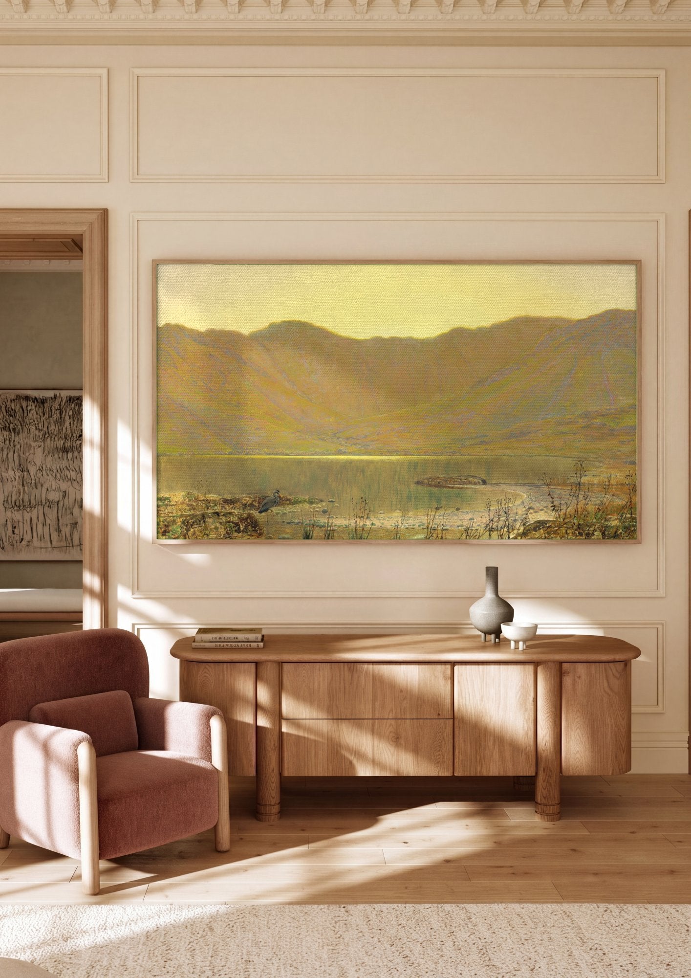 Quadro Decorativo Paisagem ao Entardecer - Grimshaw em ambiente decorado