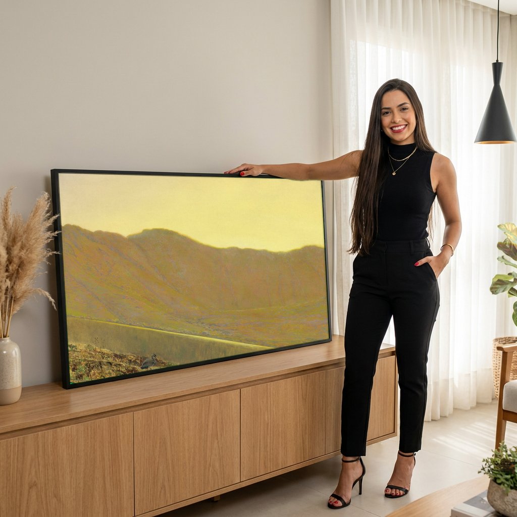 Quadro Decorativo Paisagem ao Entardecer - Grimshaw com modelo em ambiente