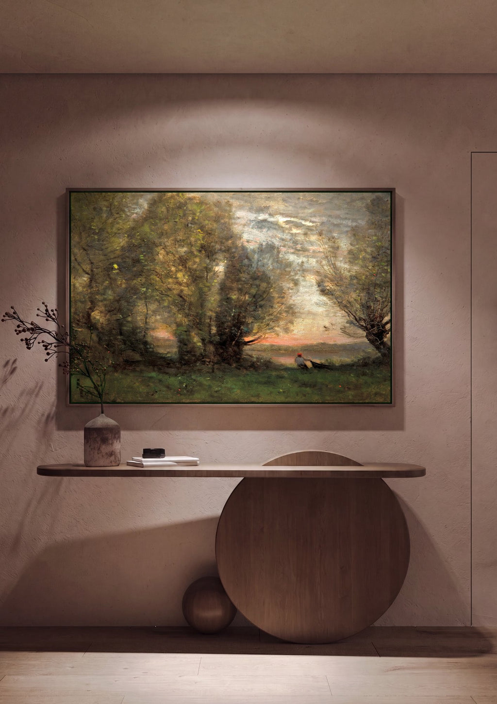 Quadro Decorativo Paisagem ao Entardecer - Corot em ambiente decorado