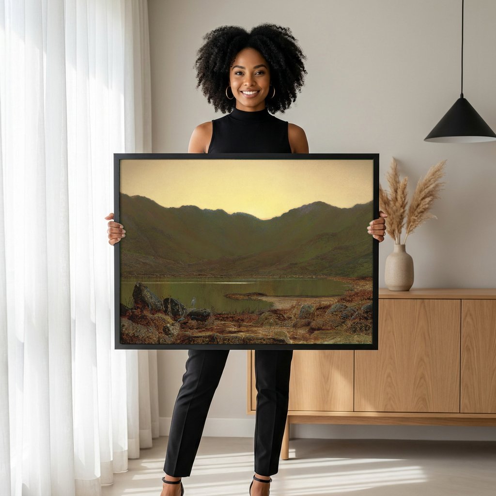 Quadro Decorativo Paisagem ao Entardecer - Grimshaw com modelo em ambiente